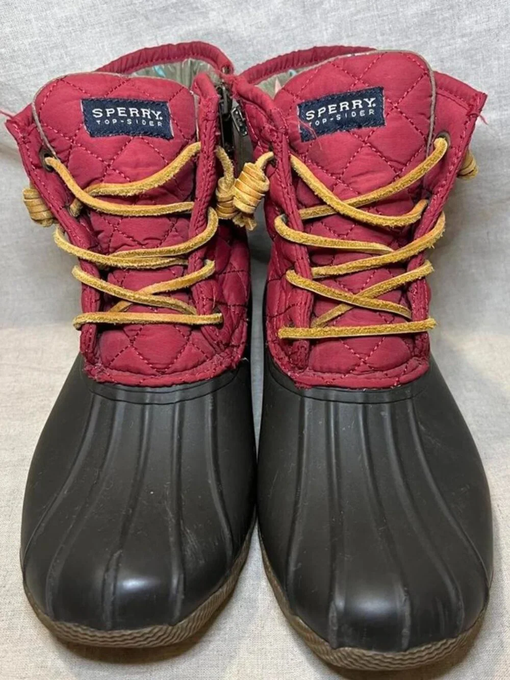 Sperry Saltwater Women’s Ankle Duck Rain Boots Quilted Waterproof Lace-Up 7